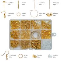Iron Earring Finding Set, with Plastic Box, gold color plated, DIY, mixed colors, Approx 