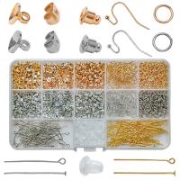 Iron Earring Finding Set, with Plastic Box, plated, DIY, mixed colors, Approx 