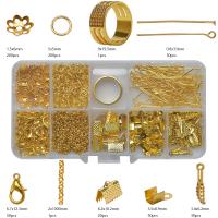 fundición Conjunto de hallazgos de joyas, con Caja de plástico, Bricolaje, dorado, aproximado 582PCs/Caja, Vendido por Caja