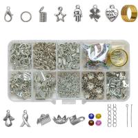fundición Conjunto de hallazgos de joyas, con Caja de plástico & Cristal de murano, chapado, Bricolaje, más colores para la opción, Vendido por Caja