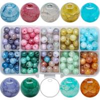 Natürliche Crackle Achat Perlen, mit Kunststoff Kasten, rund, poliert, DIY, gemischte Farben, 8mm, ca. 200PCs/Box, verkauft von Box