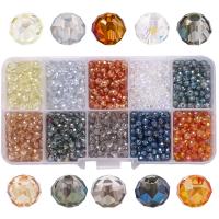Facettierte Glasperlen, Kristall, mit Kunststoff Kasten, plattiert, DIY, keine, 4mm, ca. 1000PCs/Box, verkauft von Box
