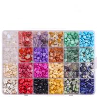 Gemstone Chips, with Plastic Box, irregular, DIY, mixed colors Approx 