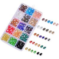 Teardrop Crystal Beads, with Plastic Box, plated, DIY & faceted, multi-colored 