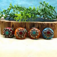 Brass Jewelry Beads, Cupronickel, with turquoise, Round, silver color plated, folk style & DIY Approx 2mm 