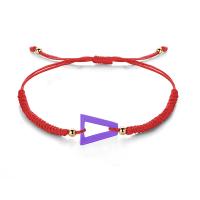 Brass Bracelets, with Polyester Cord, Triangle, gold color plated, adjustable & enamel cm 