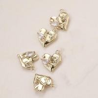 Cubic Zirconia Brass Pendants, with Cubic Zirconia, Heart, plated, fashion jewelry 