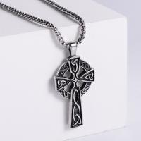 Stainless Steel Jewelry Necklace, 304 Stainless Steel, Cross, Vacuum Ion Plating, fashion jewelry & punk style & DIY & Unisex & blacken, original color cm 