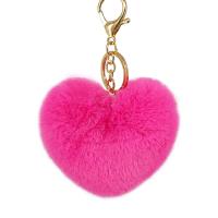 Artificial fur Key Clasp, with Zinc Alloy, Heart, KC gold color plated, for woman 