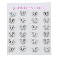 Stainless Steel Stud Earring, 304 Stainless Steel, Butterfly, for woman & hollow, original color 