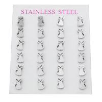 Stainless Steel Stud Earring, 304 Stainless Steel, Cat, for woman, original color 