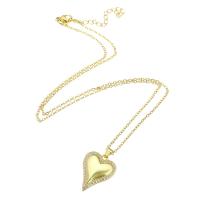 Cubic Zircon Micro Pave Brass Necklace, with 304 Stainless Steel Chain, Heart, gold color plated, micro pave cubic zirconia & for woman Approx 19.5 Inch 