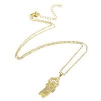 Cubic Zircon Micro Pave Brass Necklace, with 304 Stainless Steel Chain, gold color plated, micro pave cubic zirconia & for woman & hollow Approx 20 Inch 