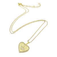 Cubic Zircon Micro Pave Brass Necklace, with 304 Stainless Steel Chain, Heart, gold color plated, micro pave cubic zirconia & for woman Approx 20 Inch 