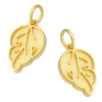 Brass Jewelry Pendants, Leaf, matte gold color plated, frosted Approx 4mm 