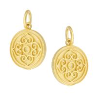 Brass Jewelry Pendants, Flat Round, matte gold color plated, frosted Approx 4mm 