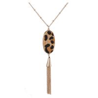 Zinc Alloy Sweater Chain Necklace, with PU Leather, plated, for woman, mixed colors, 107mm cm 