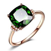 Gemstone Brass Finger Ring, with Emerald, micro pave cubic zirconia & for woman, mixed colors, 17mm 