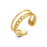 Titanium Steel Cuff Finger Ring, Adjustable & for woman, golden, 7mm 