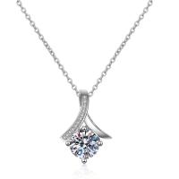 Cubic Zircon Micro Pave Brass Necklace, plated, micro pave cubic zirconia & for woman, silver color Approx 45 cm 