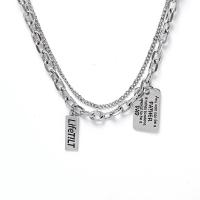 Edelstahl Schmuck Halskette, 304 Edelstahl, plattiert, unisex, Silberfarbe, Länge:42 cm, verkauft von PC