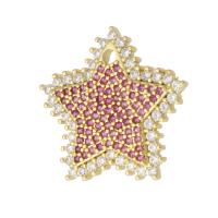 Cubic Zirconia Micro Pave Brass Pendant, Star, gold color plated, fashion jewelry & DIY & micro pave cubic zirconia, multi-colored Approx 2mm 