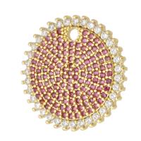 Cubic Zirconia Micro Pave Brass Pendant, Round, gold color plated, fashion jewelry & DIY & micro pave cubic zirconia, red Approx 2mm 