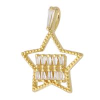 Enamel Brass Pendants, Star, gold color plated, fashion jewelry & DIY & micro pave cubic zirconia, golden Approx 2mm 