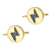 Cubic Zirconia Micro Pave Brass Connector, Round, gold color plated, fashion jewelry & DIY & micro pave cubic zirconia & enamel, golden Approx 1mm 