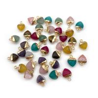 Gemstone Brass Pendants, Natural Stone, with Brass, Heart, gold color plated & Unisex & faceted 