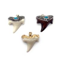 Resin Rhinestone Pendants, with Synthetic Blue Turquoise & Rhinestone Clay Pave & Brass, gold color plated, imitation ox bone & Unisex 