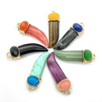 Gemstone Brass Pendants, Natural Stone, with Brass, gold color plated & Unisex & faceted 