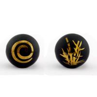 Natural Black Agate Beads, Round, gilding & gold accent & frosted, black, 10-14mm 