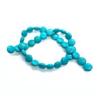 Natural Turquoise Beads, Flat Round, DIY blue Approx 14.96 Inch 
