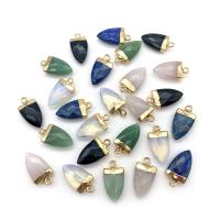 Gemstone Brass Pendants, with Brass, Conical, gold color plated & faceted 
