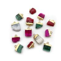 Natural Quartz Pendants, with Brass, irregular, gold color plated, fashion jewelry 9x13- 