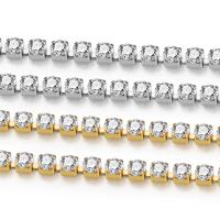 304 Stainless Steel Rhinestone Clawed Chain, Vacuum Ion Plating, fashion jewelry & DIY & Unisex & with rhinestone 
