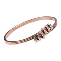 Stainless Steel Bangle, 316 Stainless Steel, Round, Vacuum Ion Plating, fashion jewelry & Unisex & with rhinestone 