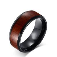 Titanium Steel Finger Ring, with Grain Stone, fashion jewelry & for man, 8mm 