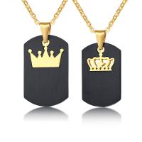 Couple Stainless Steel Necklace, 304 Stainless Steel, Vacuum Ion Plating, fashion jewelry & crown design & Unisex 38*23mm,35*20mm Approx 19.69 Inch 