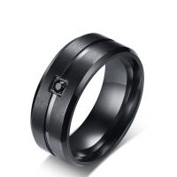 304 Stainless Steel Finger Ring, fashion jewelry & micro pave cubic zirconia & for man, black 