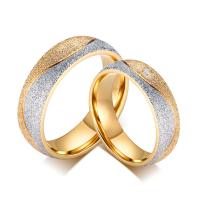 Titanium Steel Couple Ring, Vacuum Ion Plating, fashion jewelry & Unisex  & micro pave cubic zirconia, 6mm 