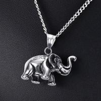 304 Stainless Steel Necklace, Elephant, fashion jewelry & for man, original color, 35*24mm,3mm Approx 23.62 Inch 