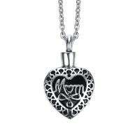 Cremation Jewelry Ashes Urn Necklace, Titanium Steel, Heart, fashion jewelry & Unisex Approx 19.69 Inch 