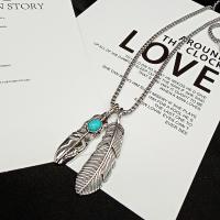 Stainless Steel Jewelry Necklace, 314 Stainless Steel, with zinc alloy pendant & turquoise, Leaf, fashion jewelry & Unisex Approx 23.6 Inch 