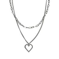 Stainless Steel Jewelry Necklace, 314 Stainless Steel, with 1.96inch extender chain, Heart, Double Layer & fashion jewelry & Unisex & hollow, original color Approx 19.3 Inch, Approx  17.3 Inch 