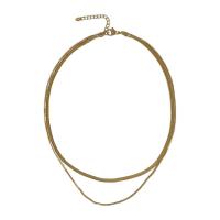 Stainless Steel Jewelry Necklace, 314 Stainless Steel, with 1.96inch extender chain, Vacuum Ion Plating, Double Layer & snake chain & for woman, gold Approx 12.6 Inch, Approx  16.1 Inch 