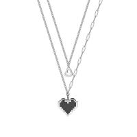 Stainless Steel Jewelry Necklace, 314 Stainless Steel, with 1.96inch extender chain, Heart, Double Layer & fashion jewelry & Unisex, original color Approx 16.5 Inch, Approx  15 Inch 
