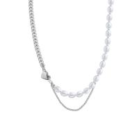 Stainless Steel Jewelry Necklace, 314 Stainless Steel, with Plastic Pearl, with 1.96inch extender chain, Heart, fashion jewelry & Unisex, original color Approx 16.5 Inch 