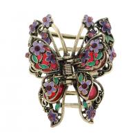 Hair Claw Clips, Zinc Alloy, Butterfly, gold color plated, for woman & enamel & with rhinestone & hollow 